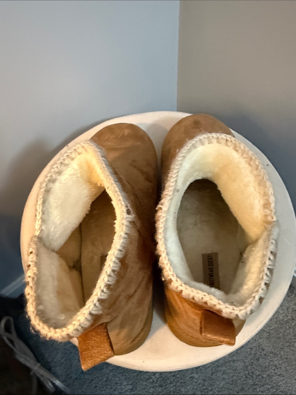 Streetwear Society Tan Suede Shearling-Lined Booties